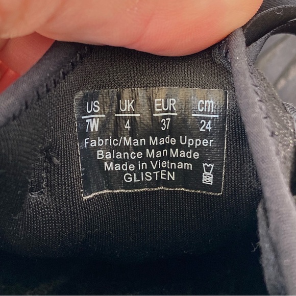 Bzees Glisten Shimmer Black Ribbon Slip on Sneakers - Sz 7 W - Picture 10 of 11